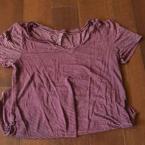 Red and white stripped tee